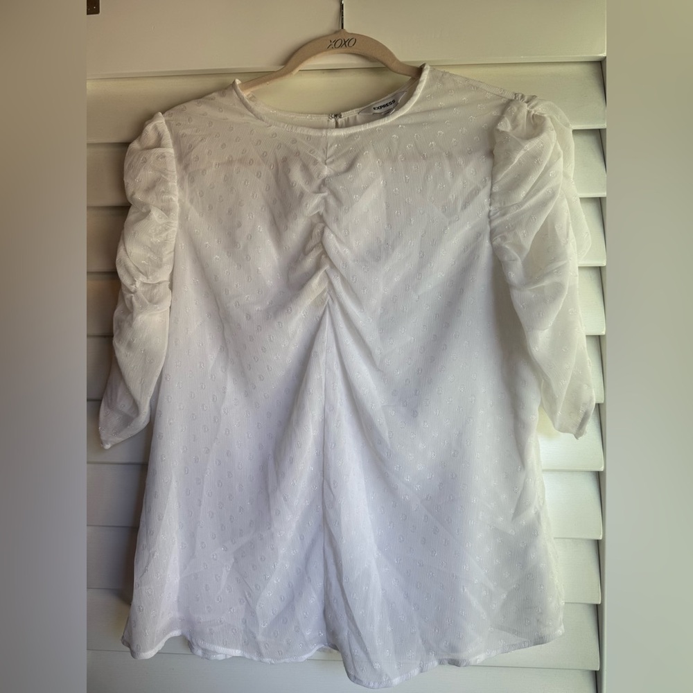 Express white Textured Blouse